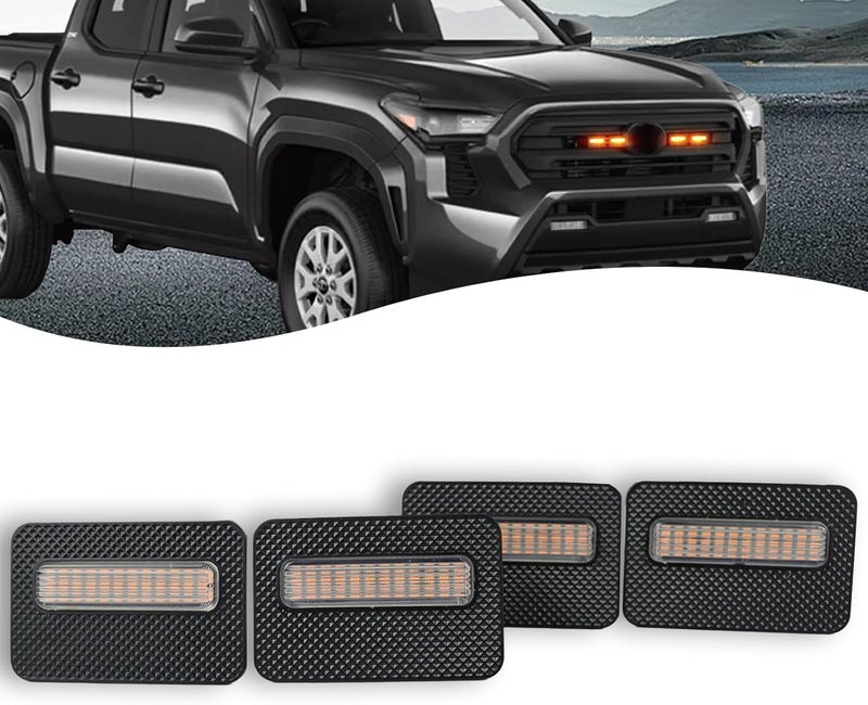 ZDEERAOTO 4pc Smoked Housing Amber LED Front Grille Lights DRL Feature Kit for Toyota Tacoma 2024 2025 SR SR5 Cab Pickup Accessories (White) - Image 1